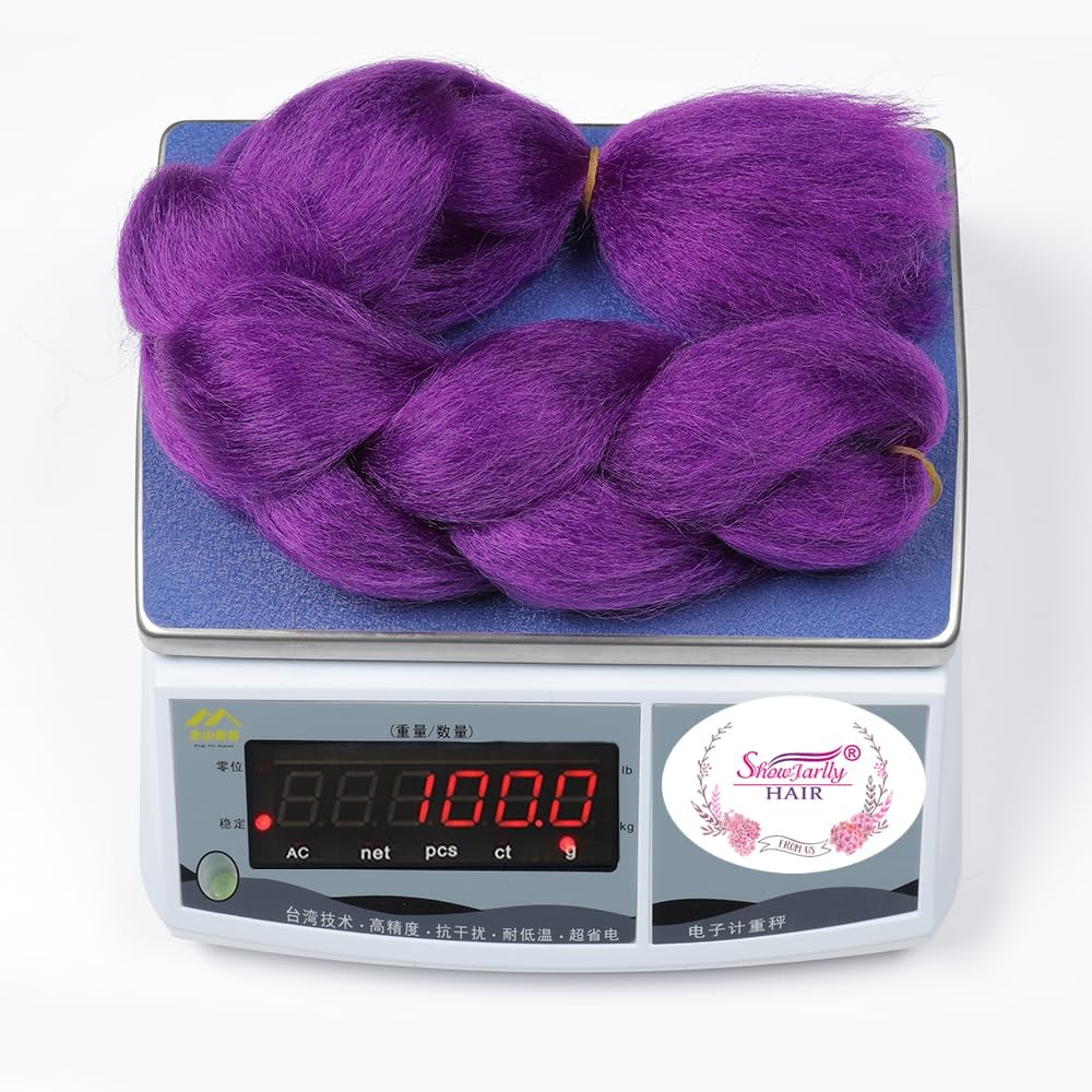 ShowJarlly - Extensions ombrées tressables 61 cm, violet foncé