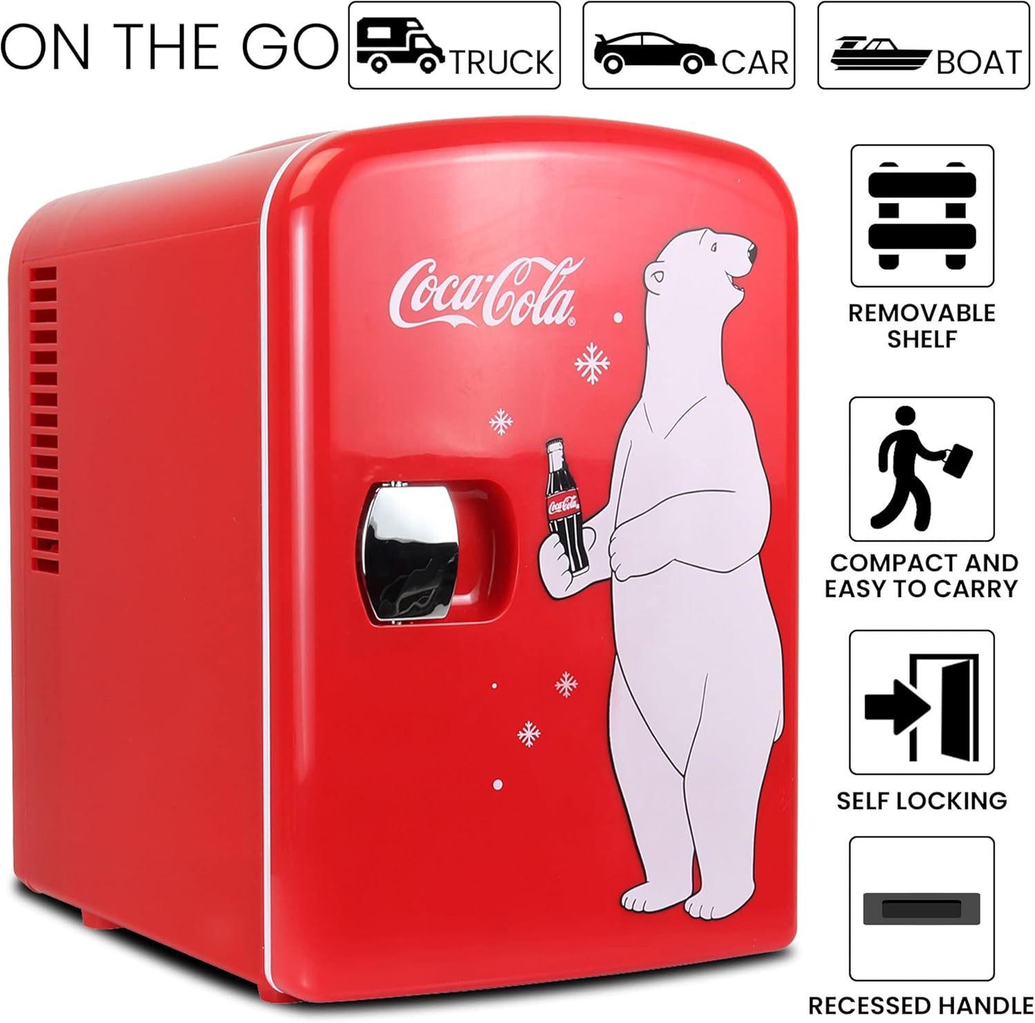 Coca-Cola - Mini Frigo 4L - compact, portable, 6 canettes, rouge