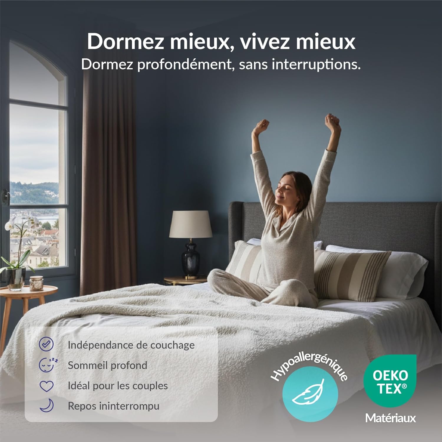 NATURALEX - PerfectSleep - 140x200 cm - Mousse mémoire, latex, 7 zones, double face