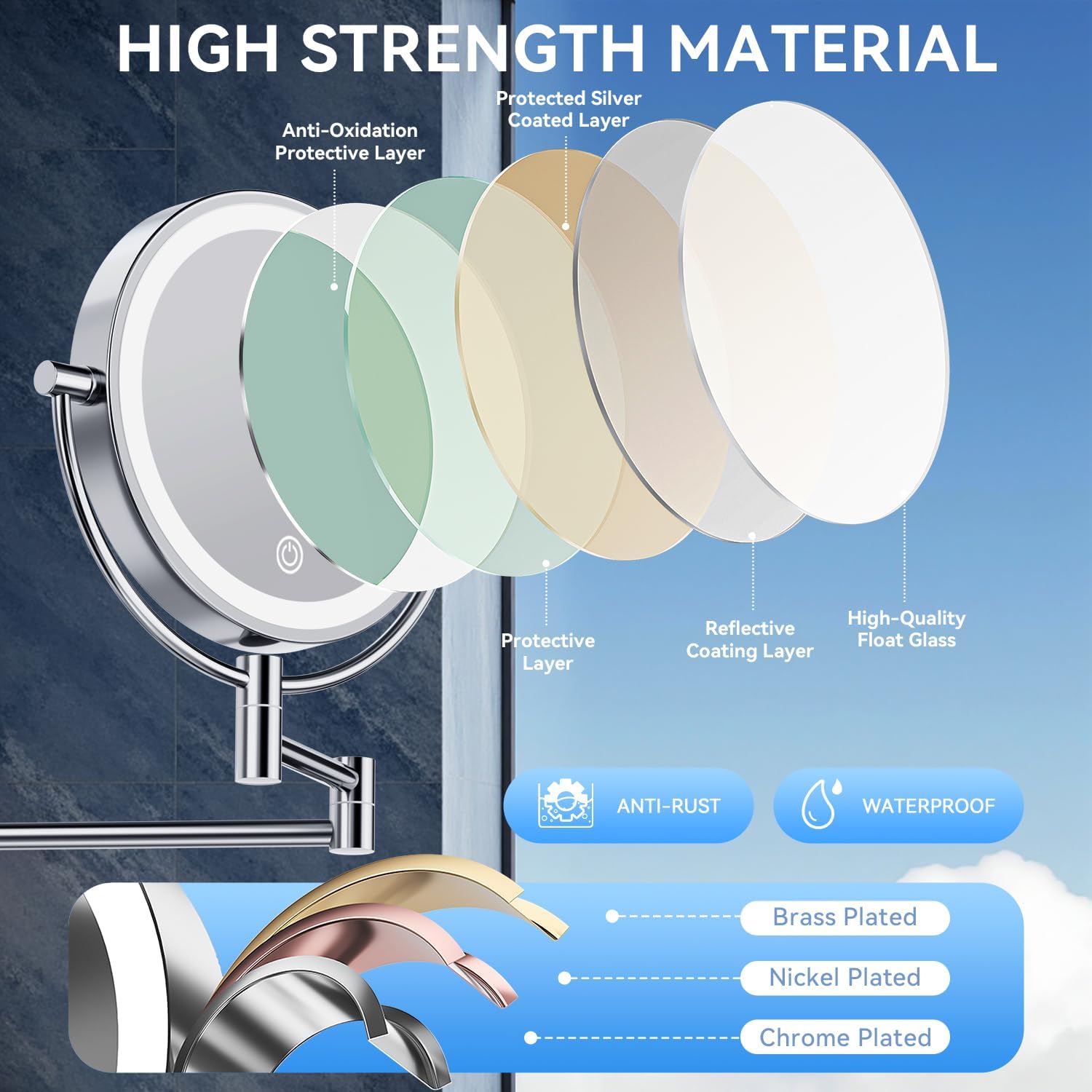 Auxmir - Miroir mural lumineux 8