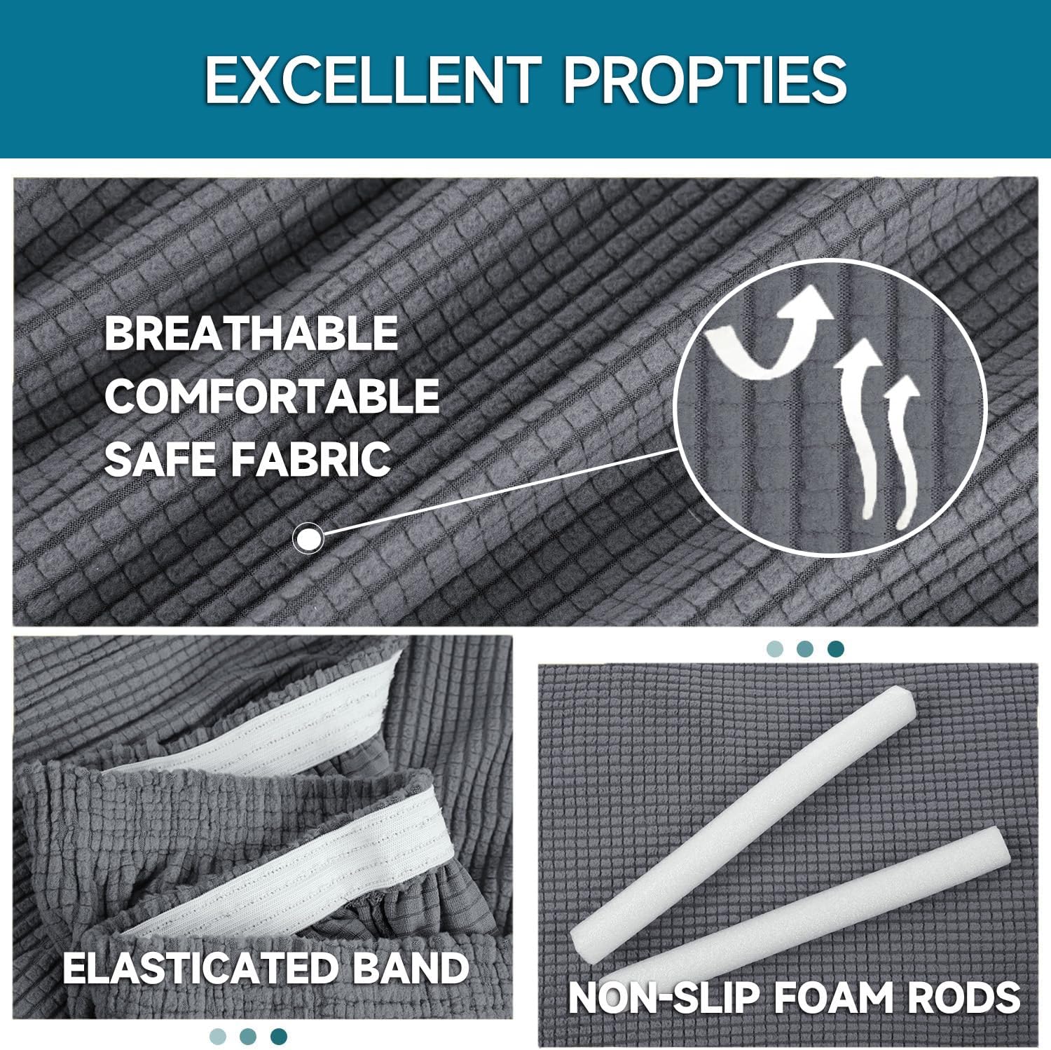 Housse Canapé - 2 places, extensible, accoudoirs, lavable, gris clair