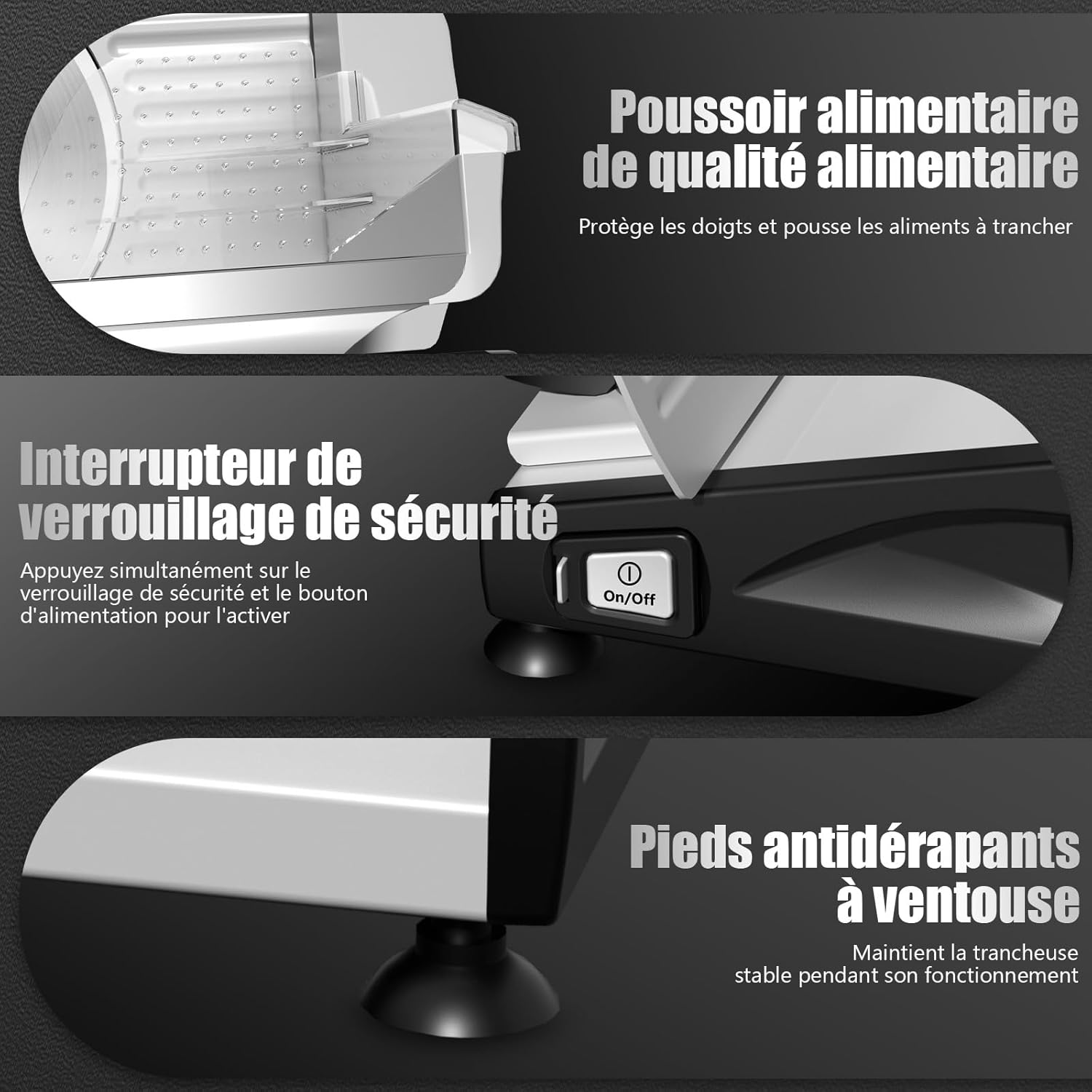 YASHE - Trancheuse électrique, 200W, lames inox 19cm, épaisseur réglable