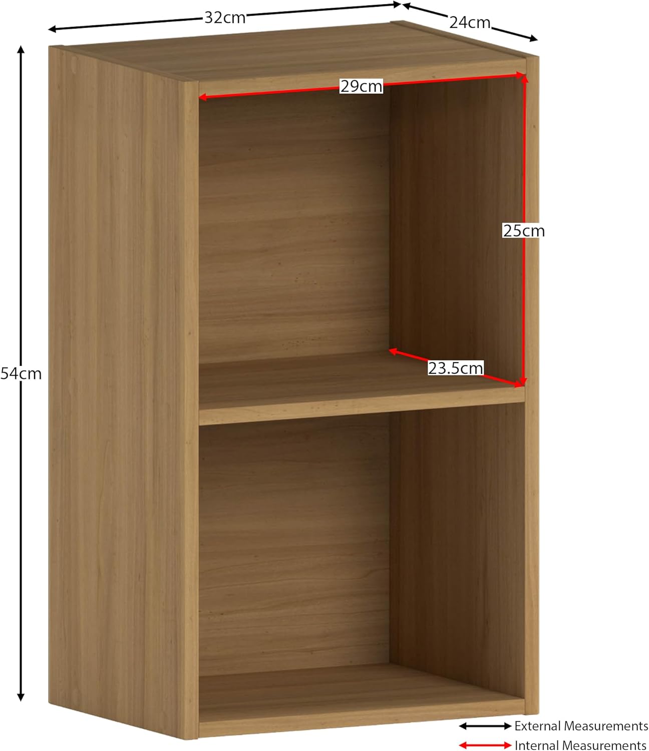 Vida Designs - Oxford 2 niveaux - 54x32x24cm - bibliothèque chêne, rangement compact