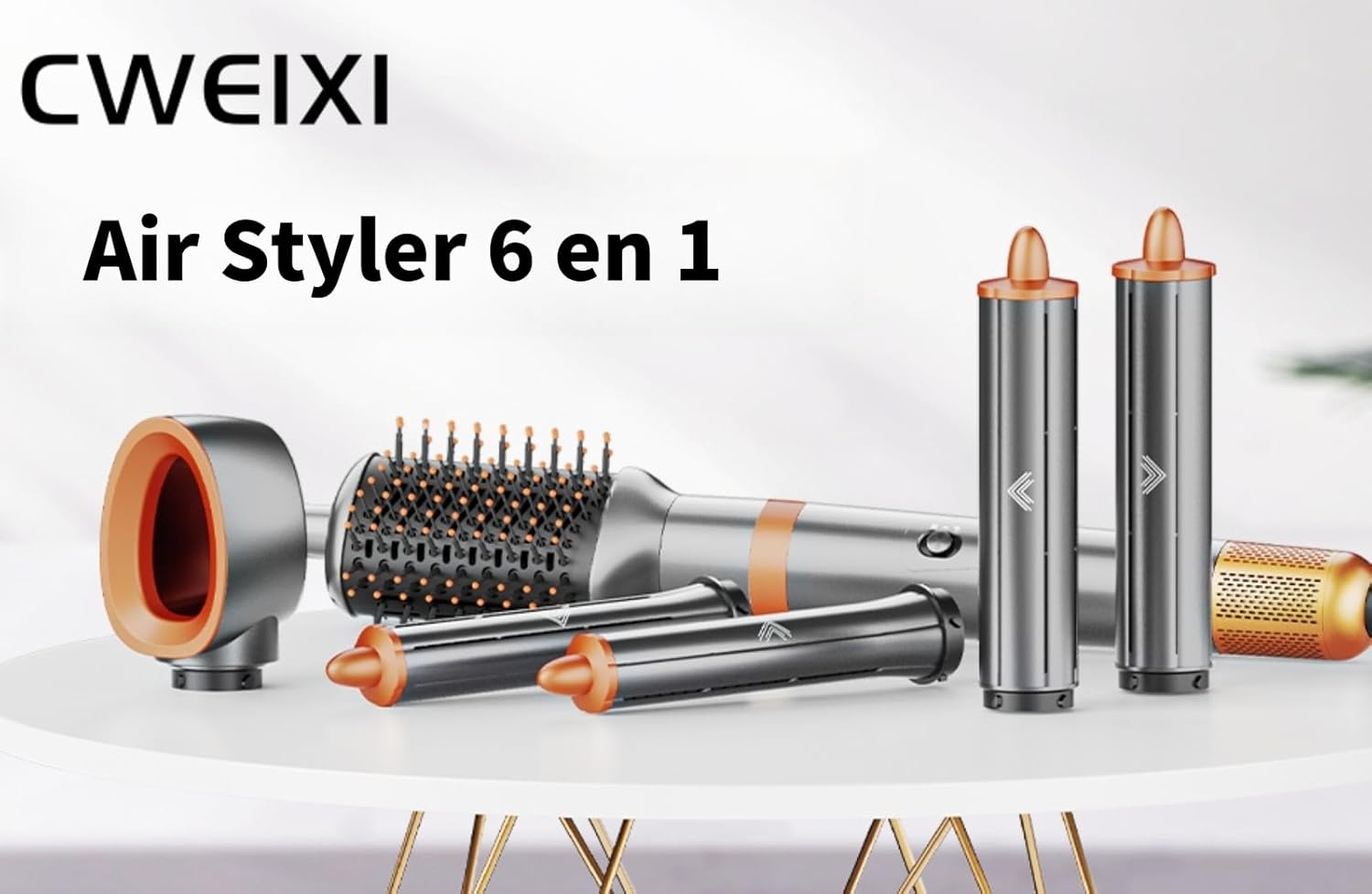 Brosse soufflante 6 en 1, ionique, 120K RPM, auto-boucleur, séchage, lissage