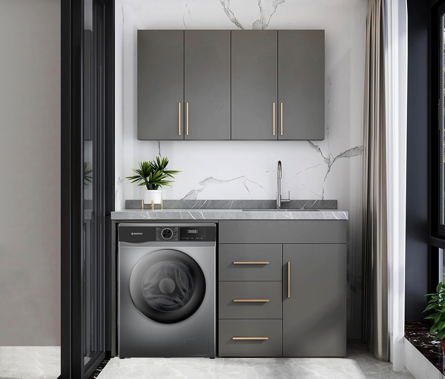 GEDTECH - lave-linge frontal 9kg, 1400 trs/min, eco, rapide, GLL91400DG