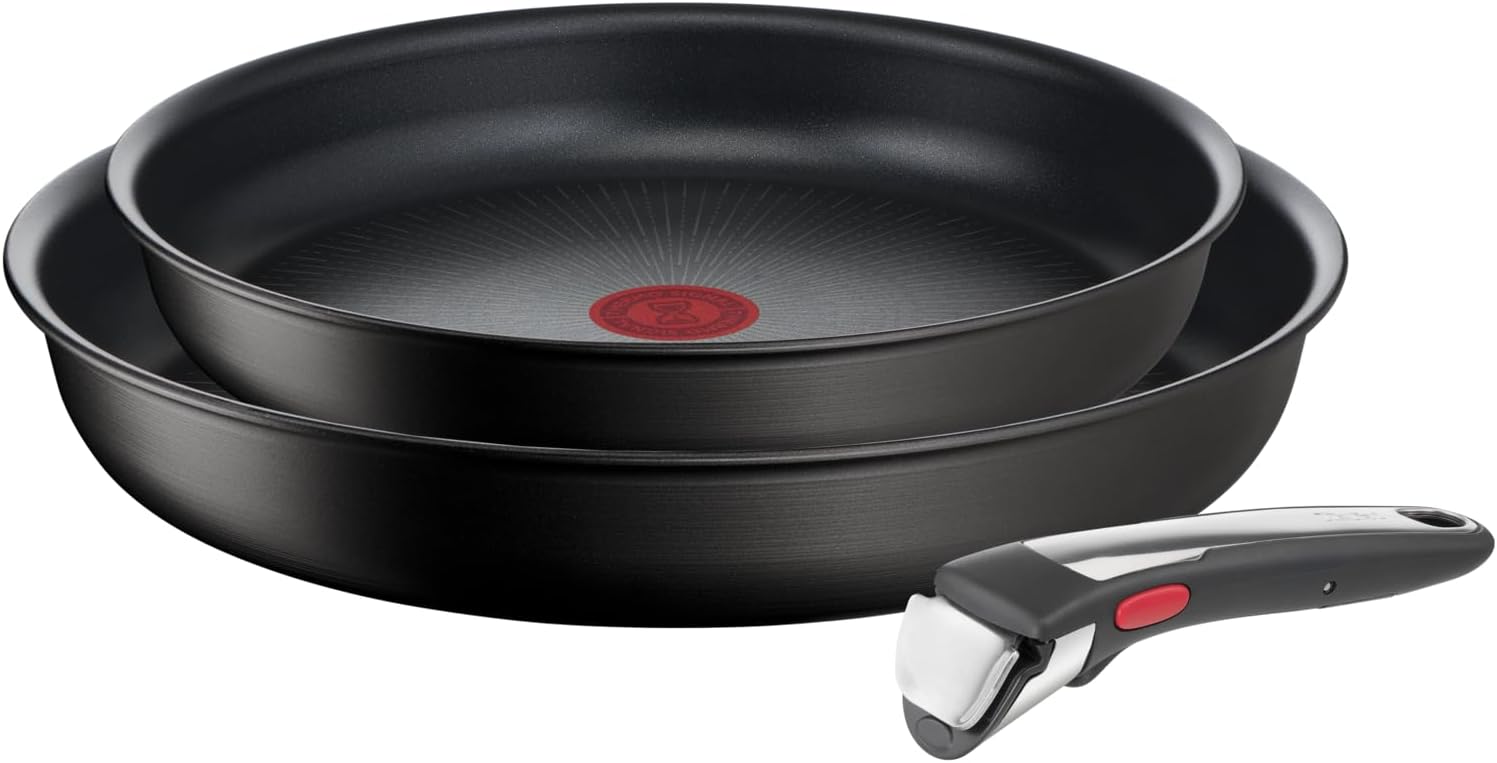 Tefal - Ingenio Eco Resist - 2 poêles, poignée amovible, induction, antiadhésif, empilable, L7679302