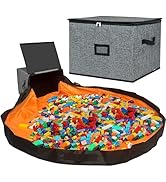 Boîte de rangement pour jouets avec couvercle - Tapis de jeu pour enfants - 41 l - Blocs de construction - Rangement des jouets...