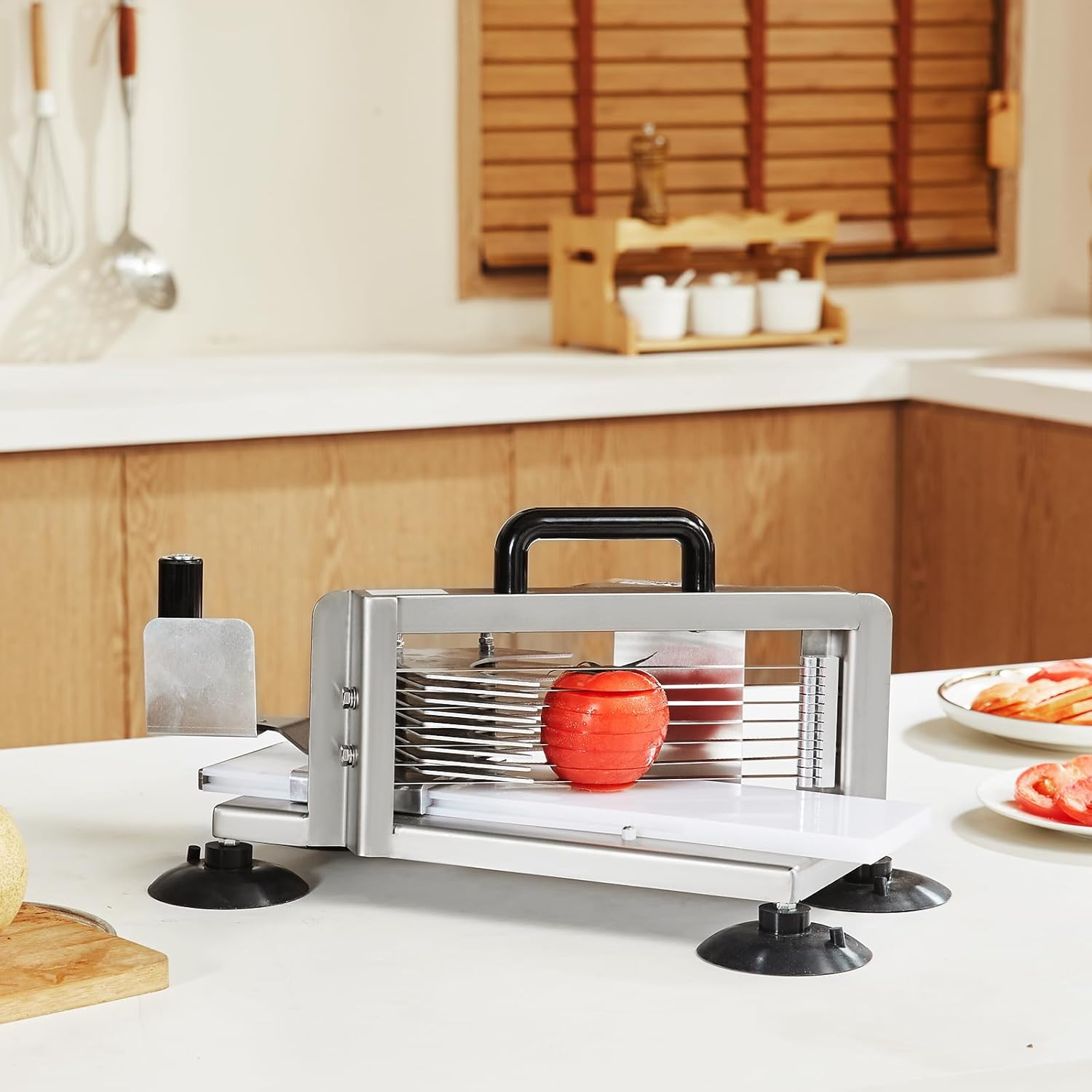 VEVOR - Coupe-tomates commerciale - 4,8 mm - inox robuste, pieds antidérapants