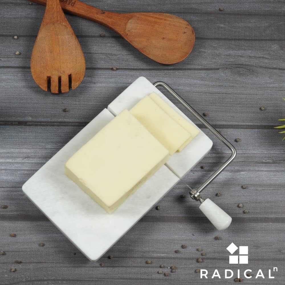 Radicaln - trancheuse à fromage marbre blanc, 20,3x12,7cm, 4 fils