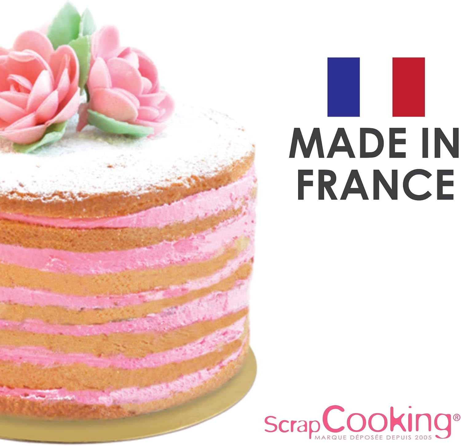 ScrapCooking - kit supports gâteaux ronds 24cm - carton doré/noir - 5201