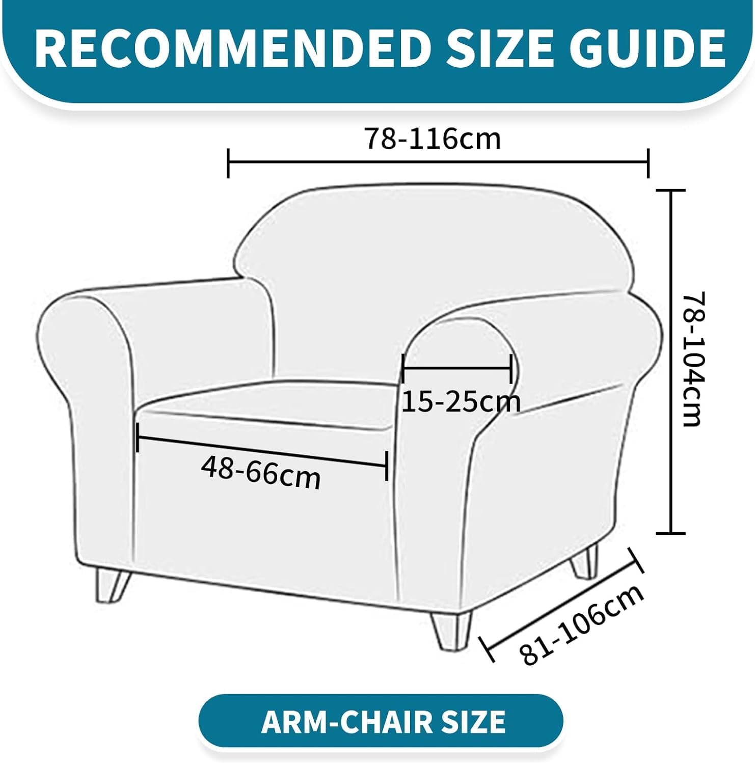 Housse canapé 1 place - extensible, antidérapante, naturel, accoudoirs