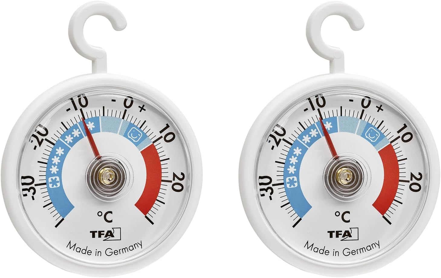 TFA Dostmann - thermomètres analogiques blancs - maniables, crochets, zones réfrigération - 95.1036