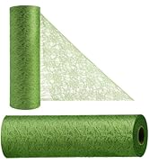 Anstore Chemin de table vert de Noël, 22 m x 30 cm, chemin de table en dentelle vert eucalypt...