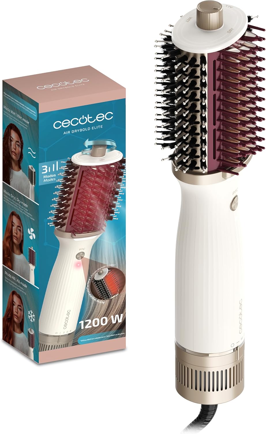 Cecotec - Air Styler Elite - 1200W - 3 modes, ionique, céramique, air froid