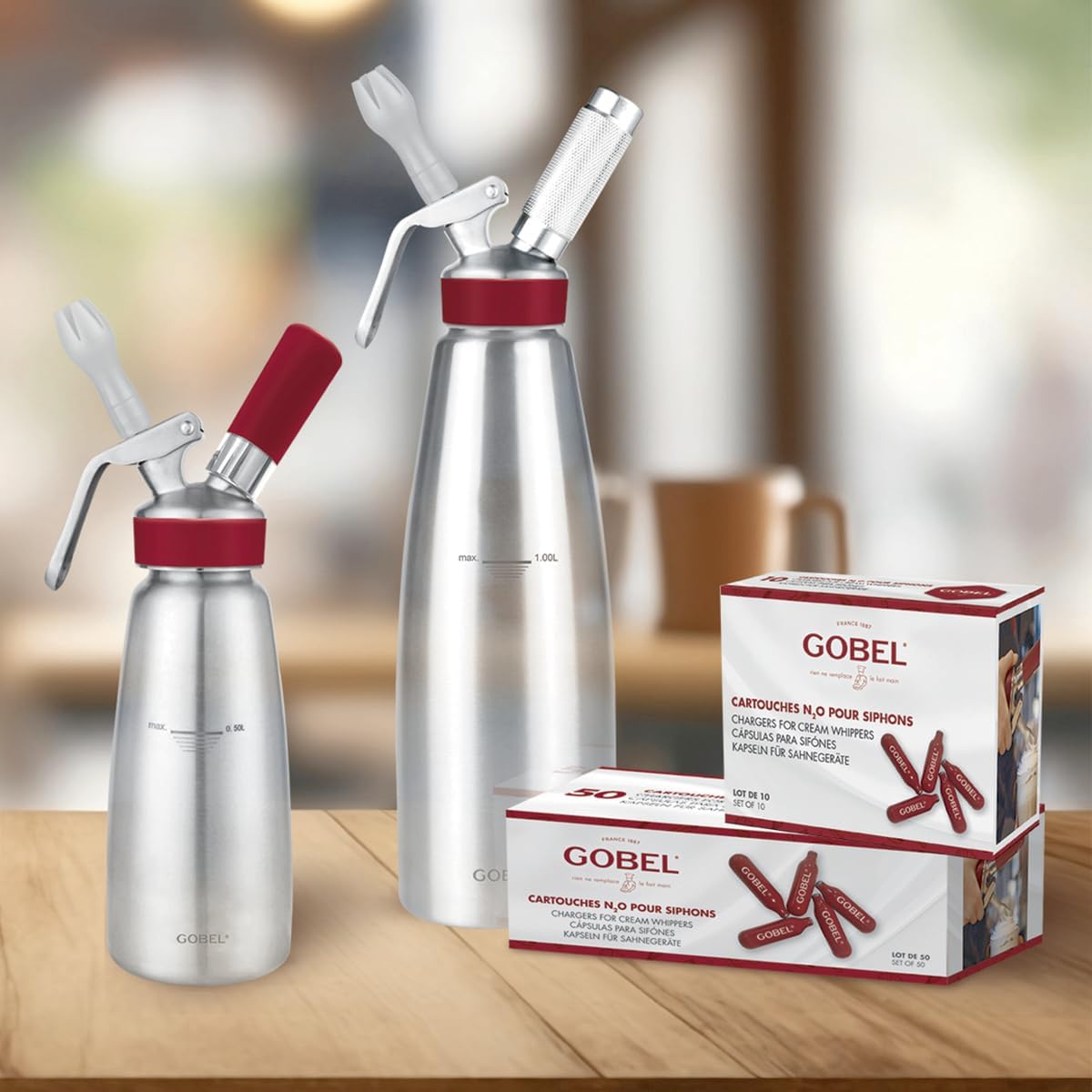GOBEL - Lot de 10 cartouches gaz N₂0 - acier recyclable, universelles