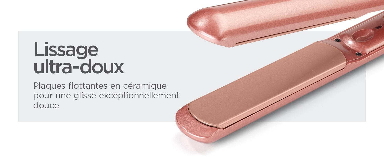 BaByliss, lisseur Rose Gold, 2598PE, lissage rapide, plaque céramique, lissage doux, fer à lisser