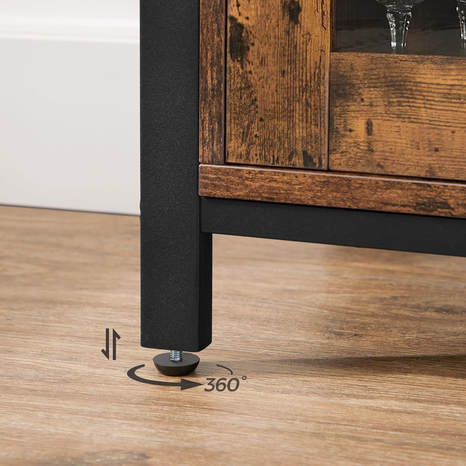 VASAGLE - Buffet de rangement rustique, 110x33x75 cm, 3 portes, LSC096B01