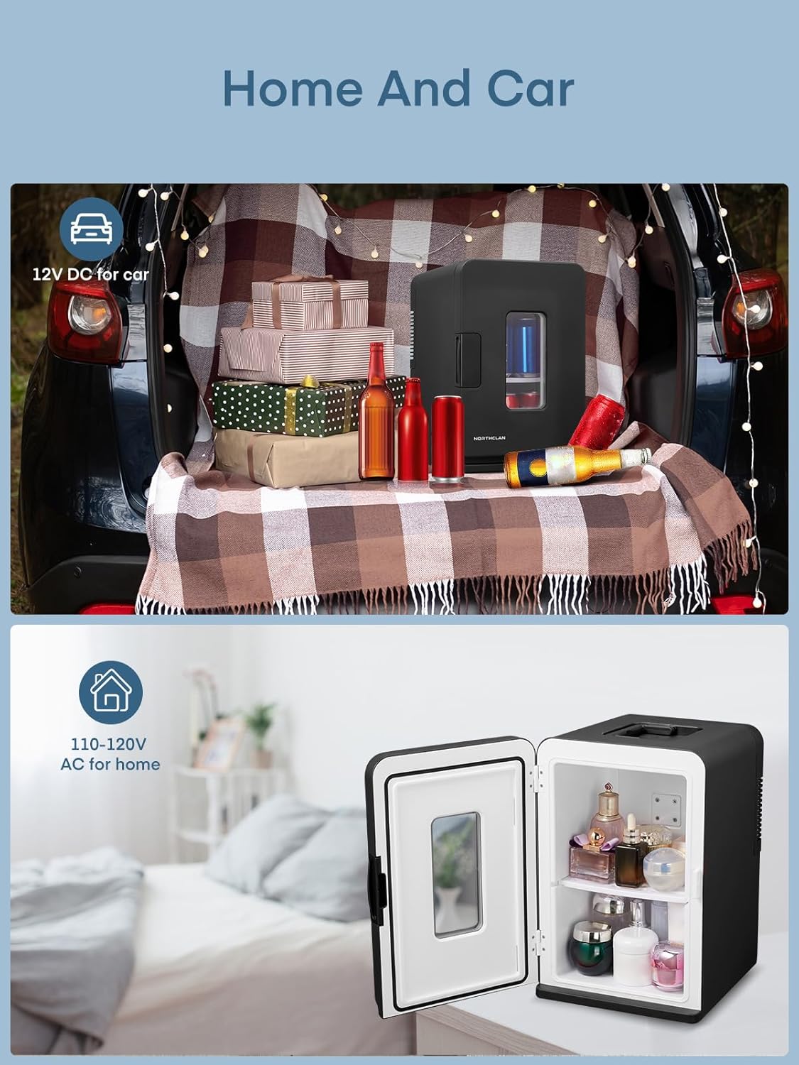 FOHERE - Mini frigo 15L compact, chaud/froid, 21 canettes, silencieux