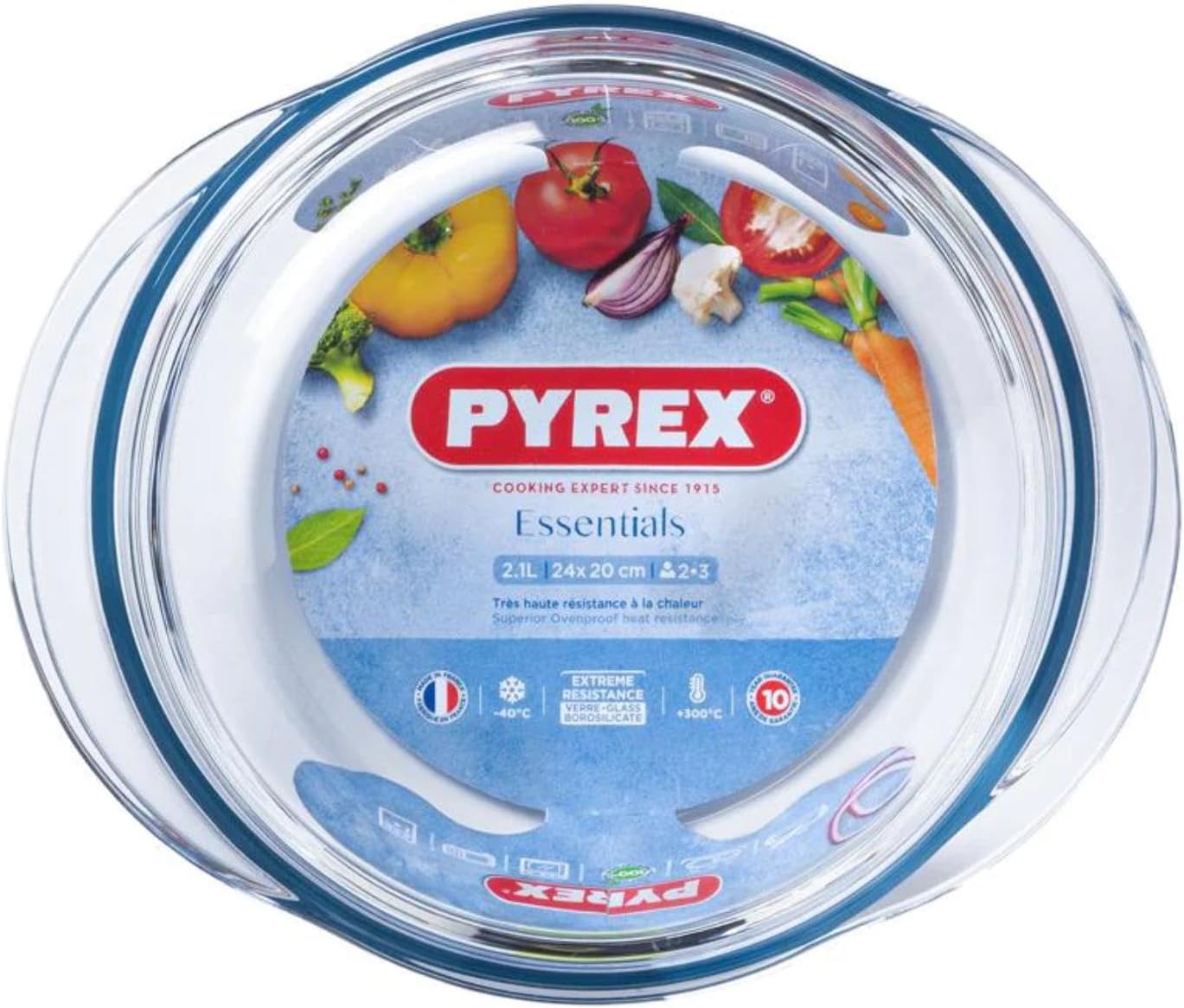 Pyrex - cocotte ronde Classic - 2,1L - verre résistant, four compatible