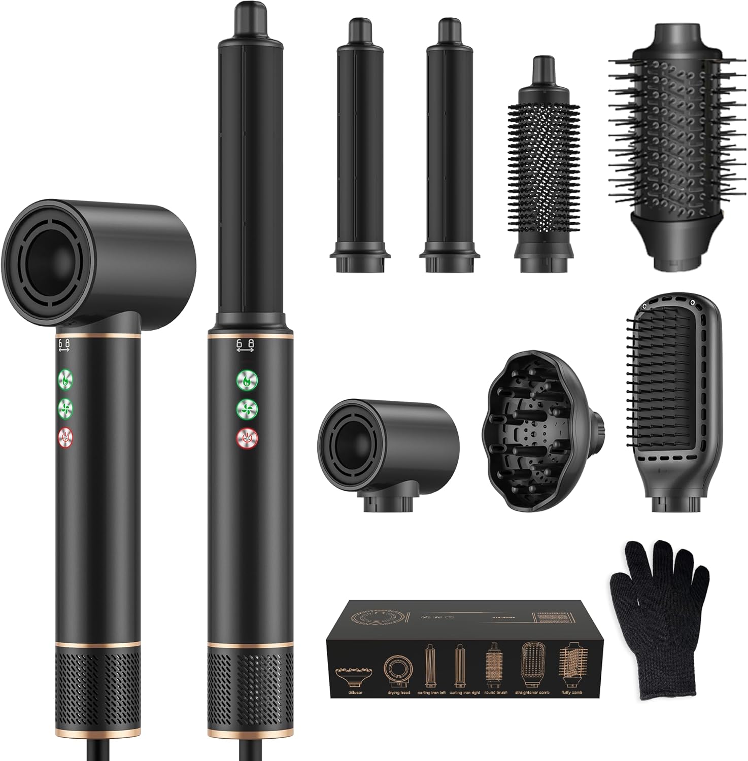 Brosse coiffante 7 en 1 - cheveux - 110000 TR/MIN - 20m/s, séchage, boucle, volume