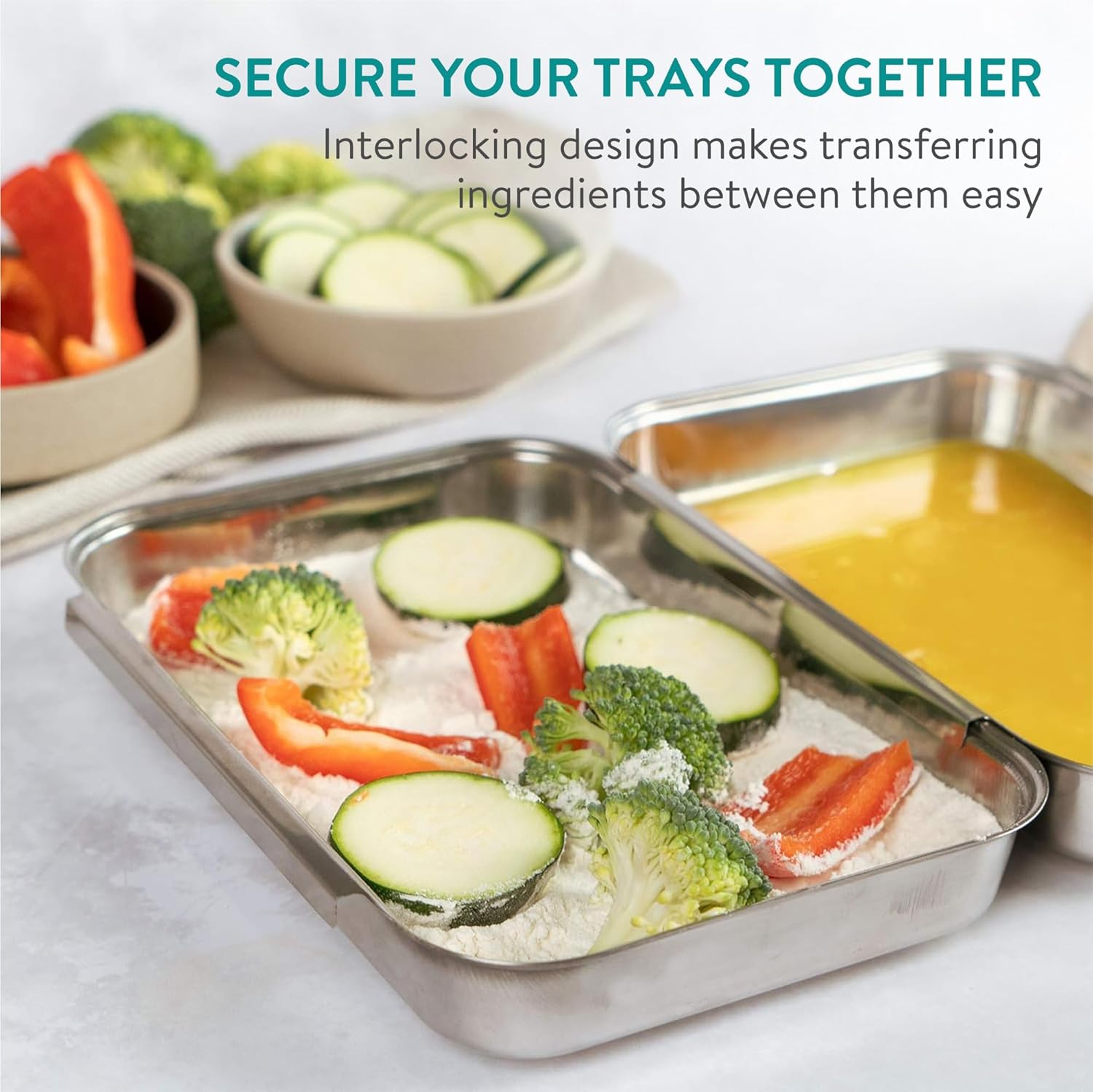 Navaris - Plat de cuisson en inox - 22x15x3 cm - lot de 3, four, gratin