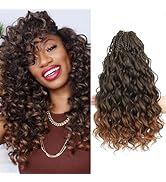 MLETUILPS Pre Looped Ocean Wave Cheveux Hair 8 Packs Boho Curly Crochet Hair Short Ocean Braids P...