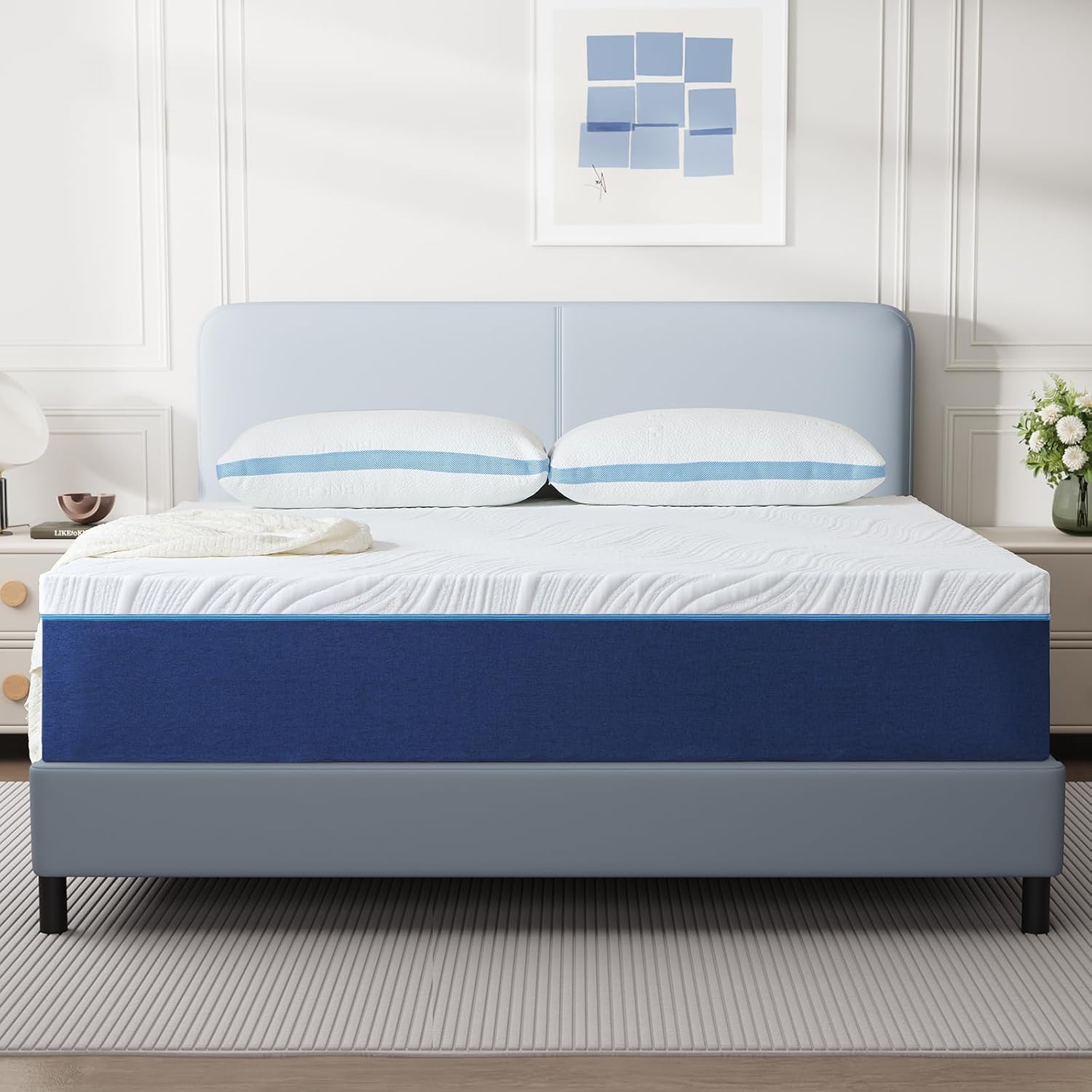 Matelas - 140x200cm - mousse mémoire, 7 zones, réversible, 25cm épais
