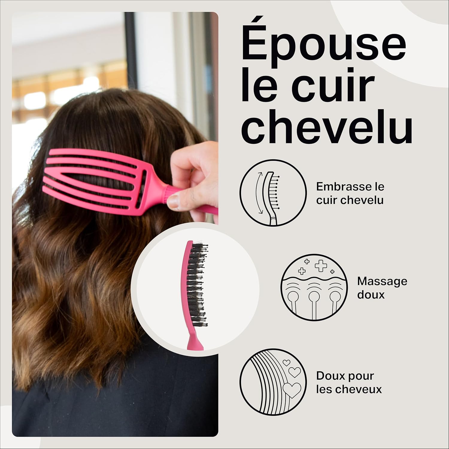 Olivia Garden - Fingerbrush Care Iconic - brosse 22cm - poils nylon & sanglier pour brillance et démêlage