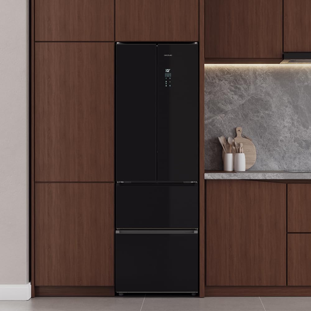 Cecotec - Bolero CoolMarket Combi F2D - 185x59,5cm - 395L, Inverter, No Frost, Black Glass F2D395