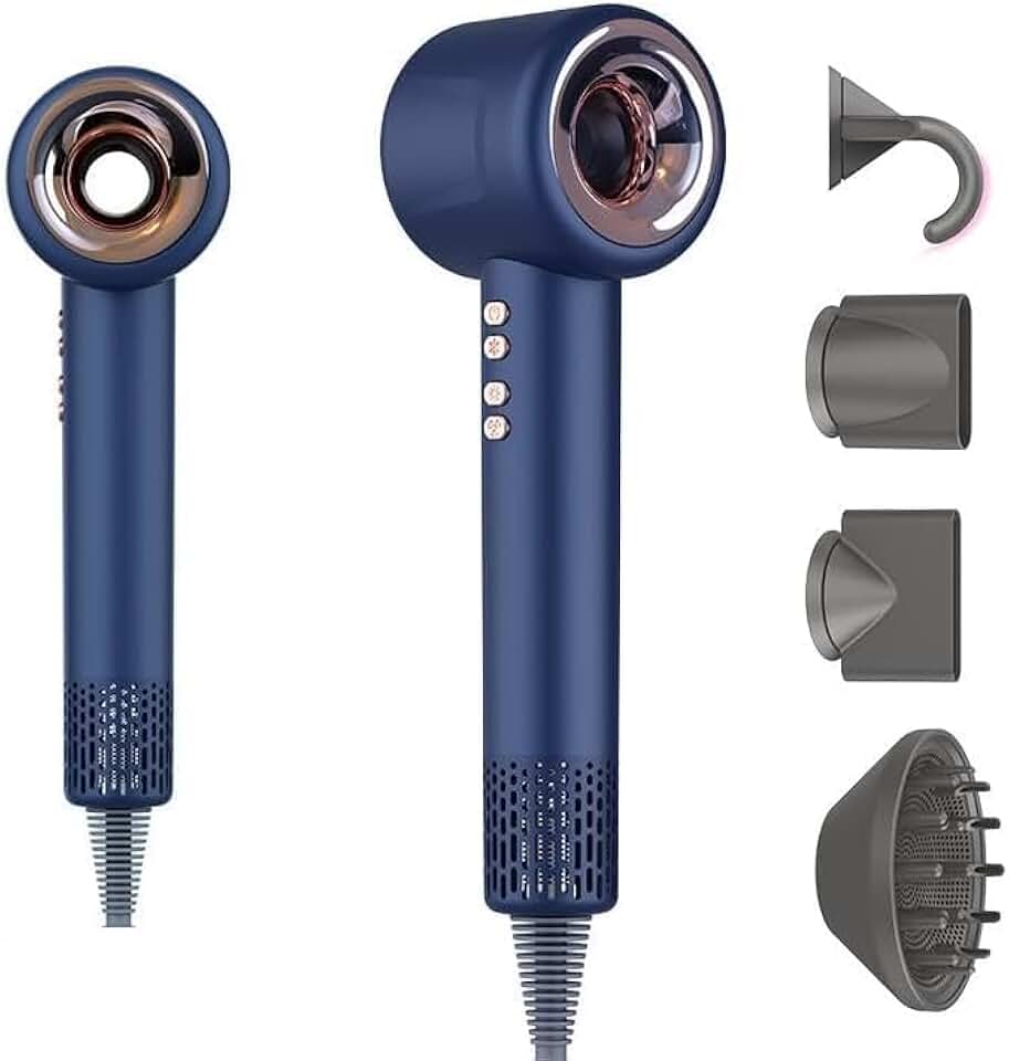 Sèche-cheveux ionique - compact, léger, silencieux, accessoires, air froid