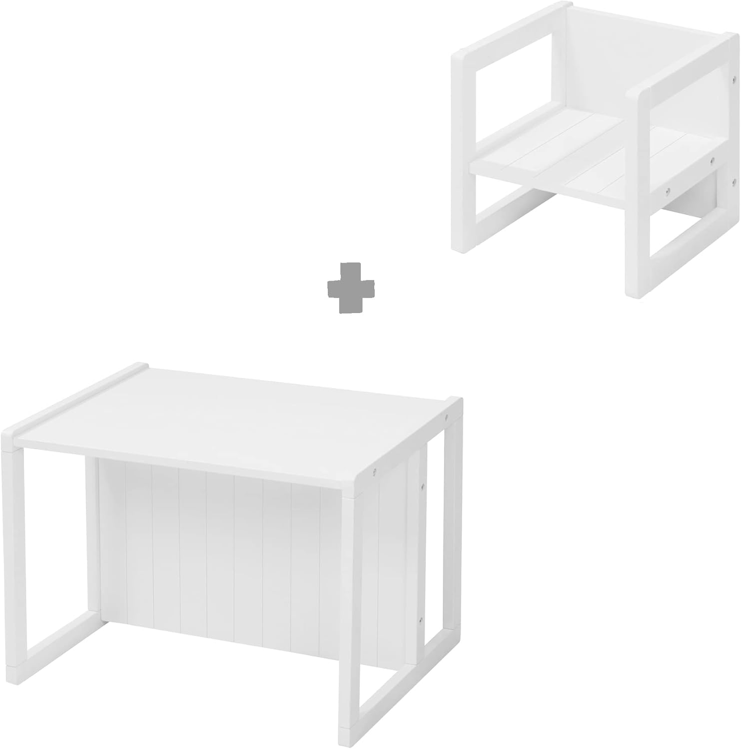 roba - Ensemble Table et Chaise enfant, 3 hauteurs, blanc, style campagne