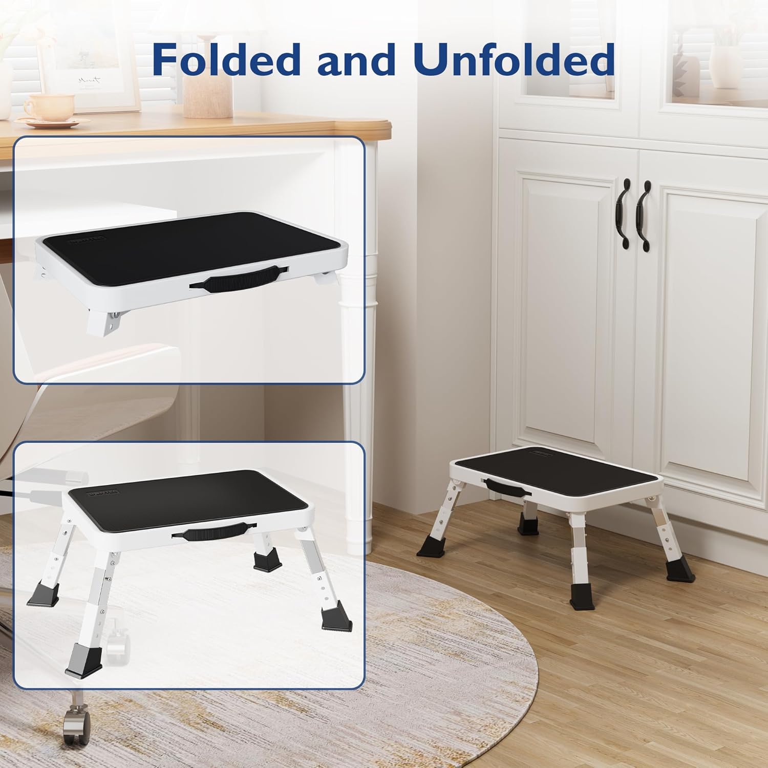 BONTEC - Marchepied pliable 3 marches, 150 kg, antidérapant, compact