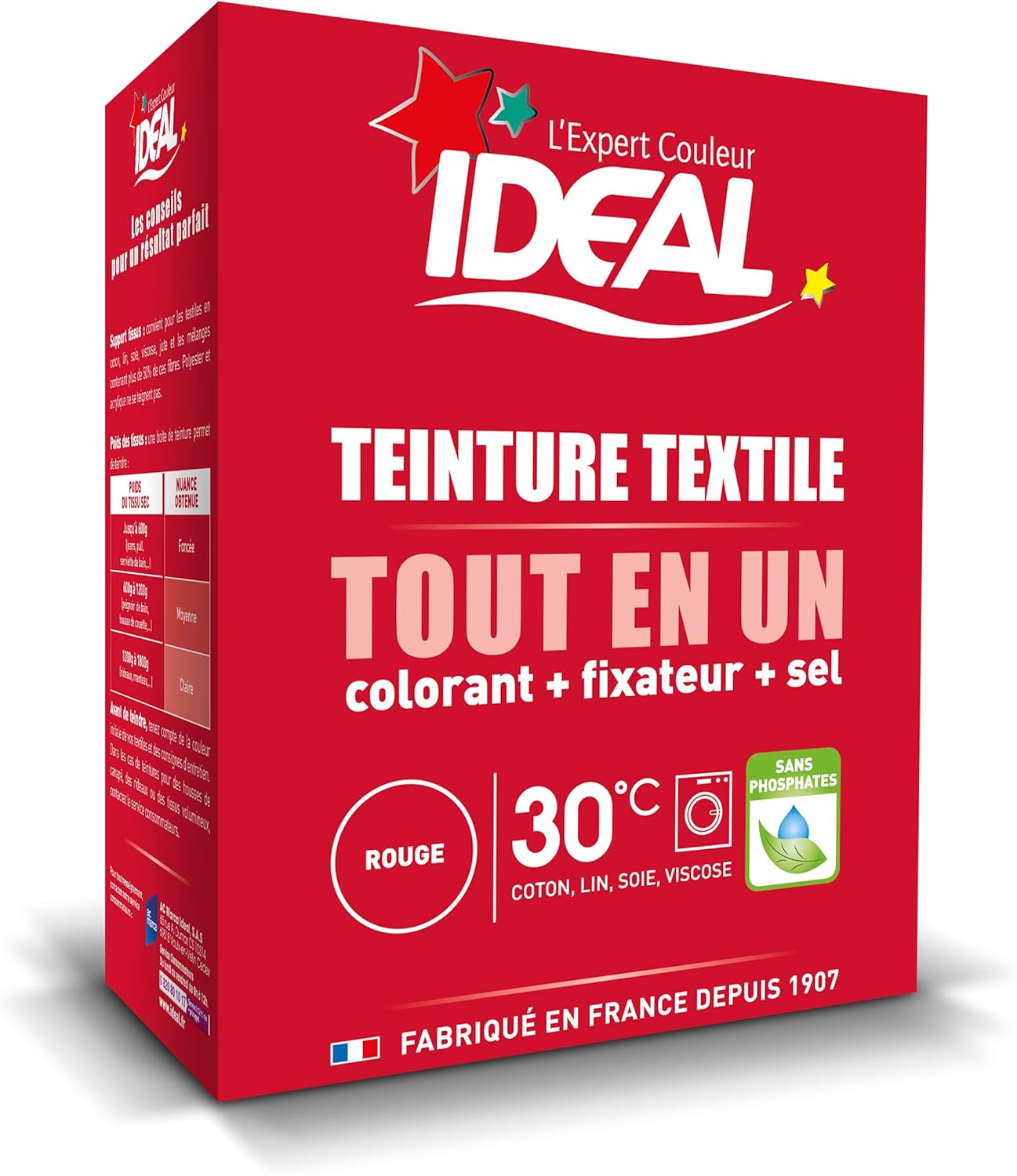 Ideal - Teinture Textile Tout en un - 350g - Rouge intense