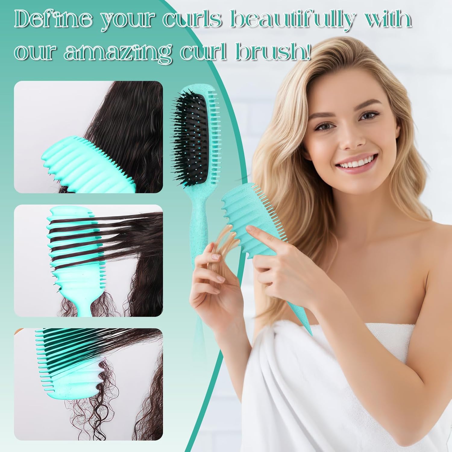 Brosse à boucler - cheveux démêlage doux - poignée ergonomique - antistatique, pour toute la famille