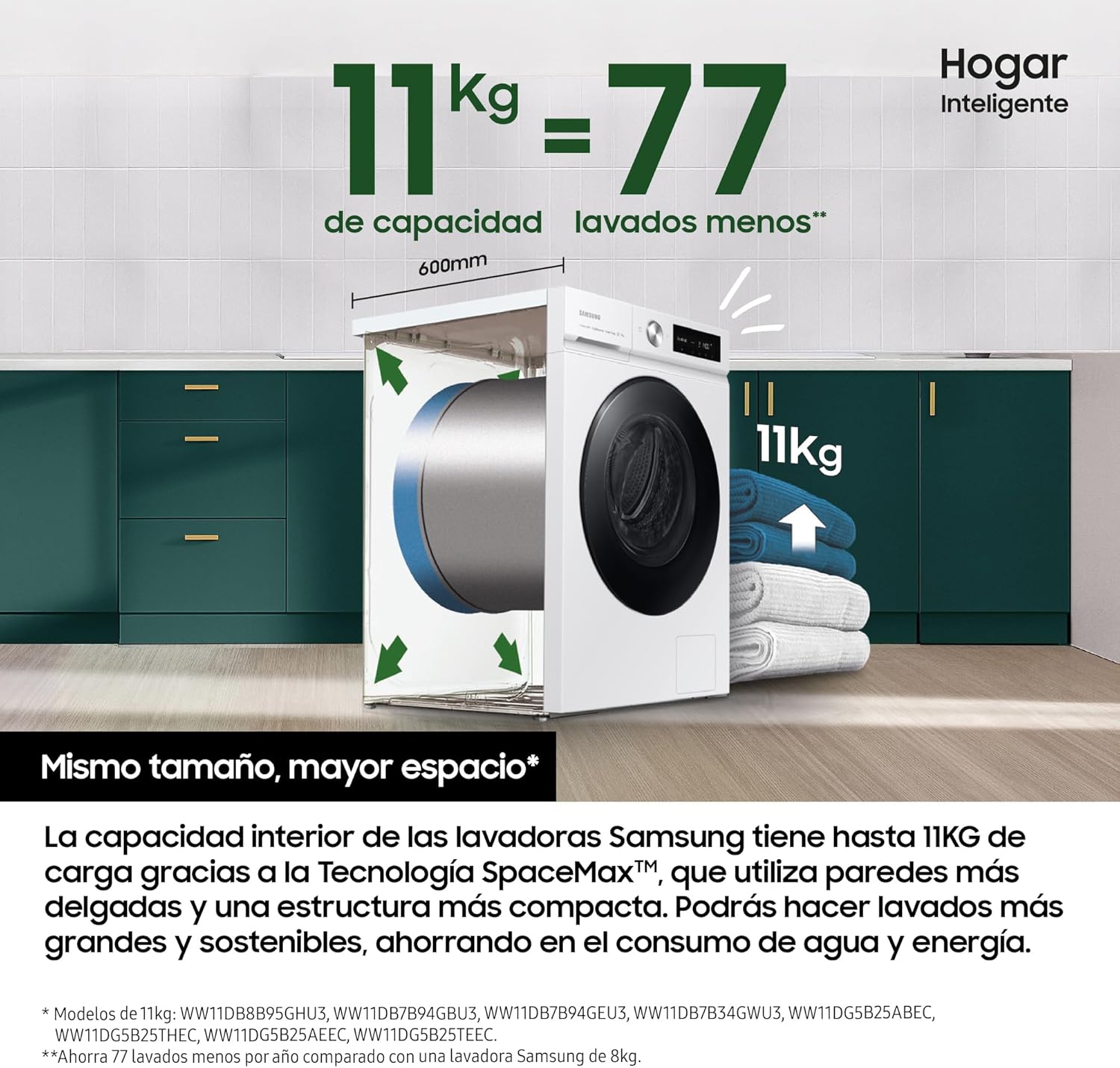 Samsung - Série WW - 11 kg, 1400 tr/min, blanc, WW11DB7B94GEU3
