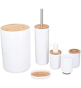 alpina Ensemble de Toilette - 6-Pièces - Distributeur de Savon - Porte-Brosse à Dents - Brosse de...