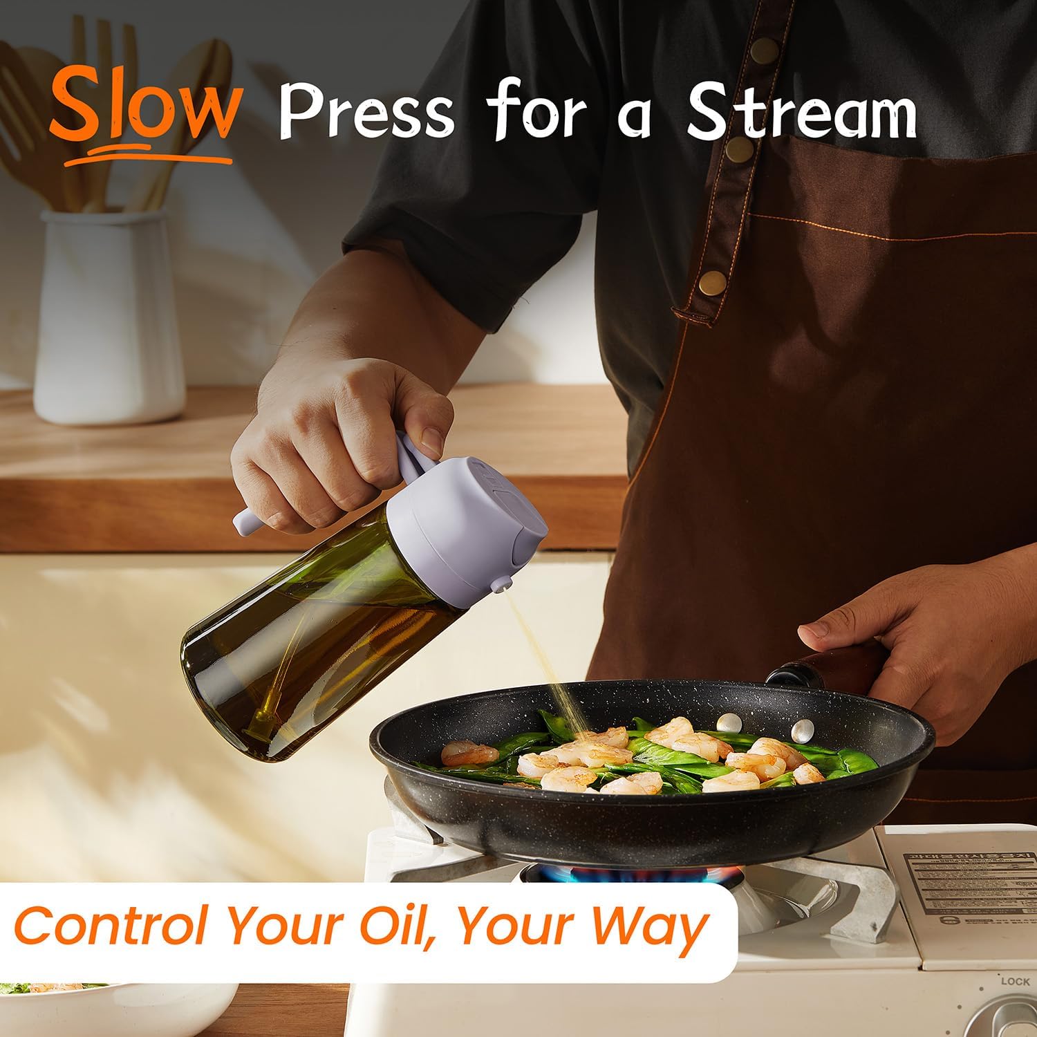 TrendPlain - spray huile cuisine 470ml - 2-en-1 vaporisateur, Pervenche