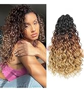 MLETUILPS Pre Looped Ocean Wave Cheveux Hair 8 Packs Boho Curly Crochet Hair Short Ocean Braids P...