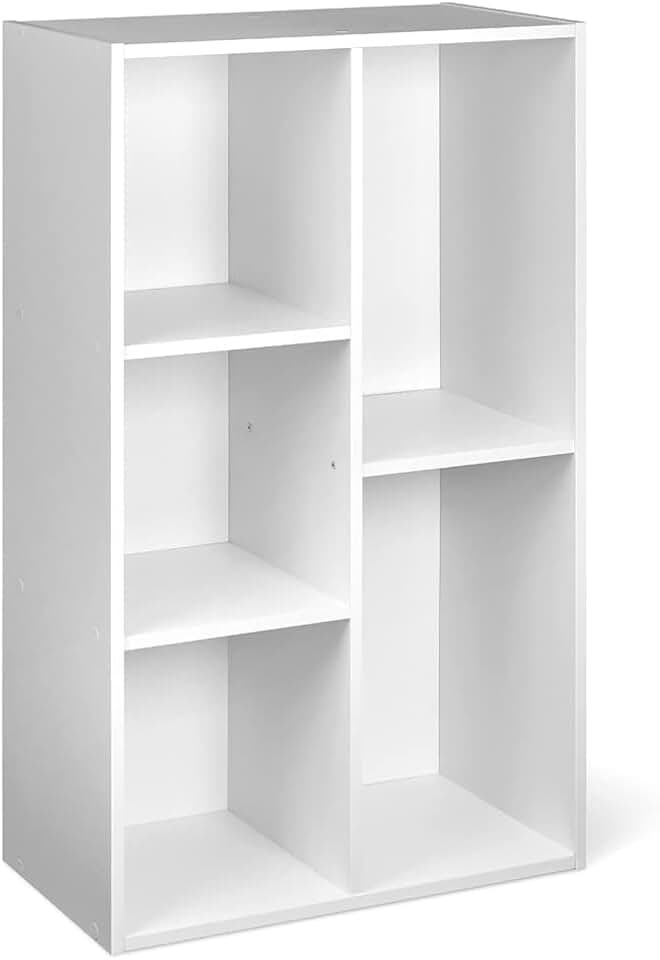 mx-dealz Basics - bibliothèque 5 compartiments - 50x24x80cm - blanc, rangement polyvalent
