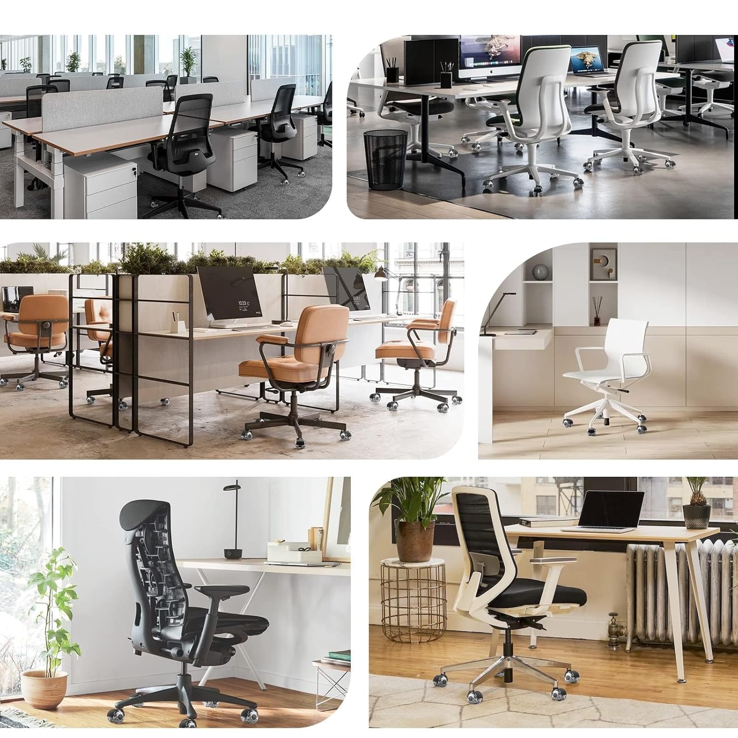 Sytopia - roulettes chaise bureau 11x22mm, 5pcs, silencieuses, tous sols