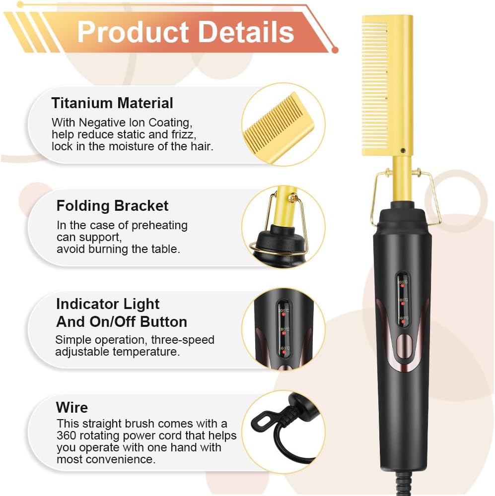 Flintronic - peigne chauffant 2 en 1 - 160-200°C, céramique, rapide
