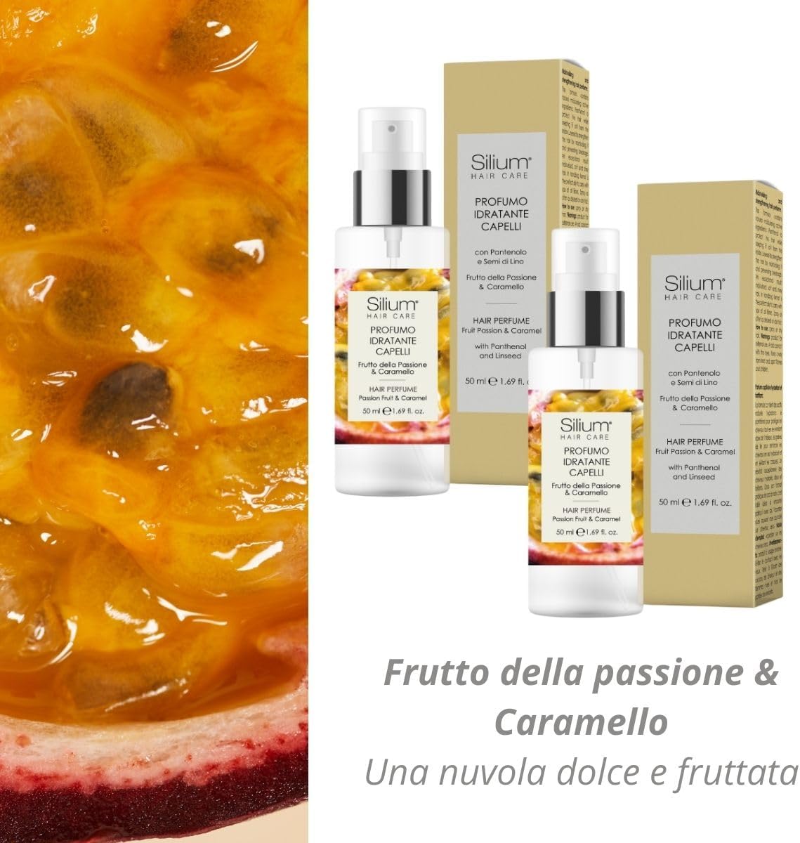 Parfum hydratant cheveux - Fruit de la Passion & Caramel - 2x50ml - nourrissant, fortifiant, parfum longue durée
