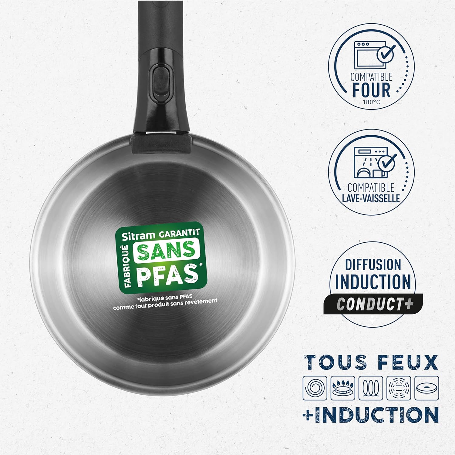 Sitram - Arpège série - 16/18/20cm - inox, poignée amovible, induction - 713511