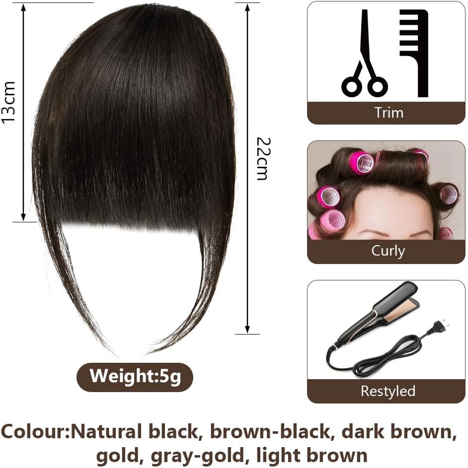 Extension Frange à Clip - air bangs - marron noir - effet naturel