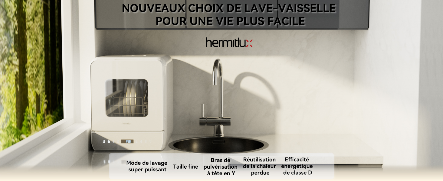 présentant divers appareils domotiques, notamment une serrure intelligente, un thermostat et une caméra de sécurité. Le texte en français décrit les avantages.