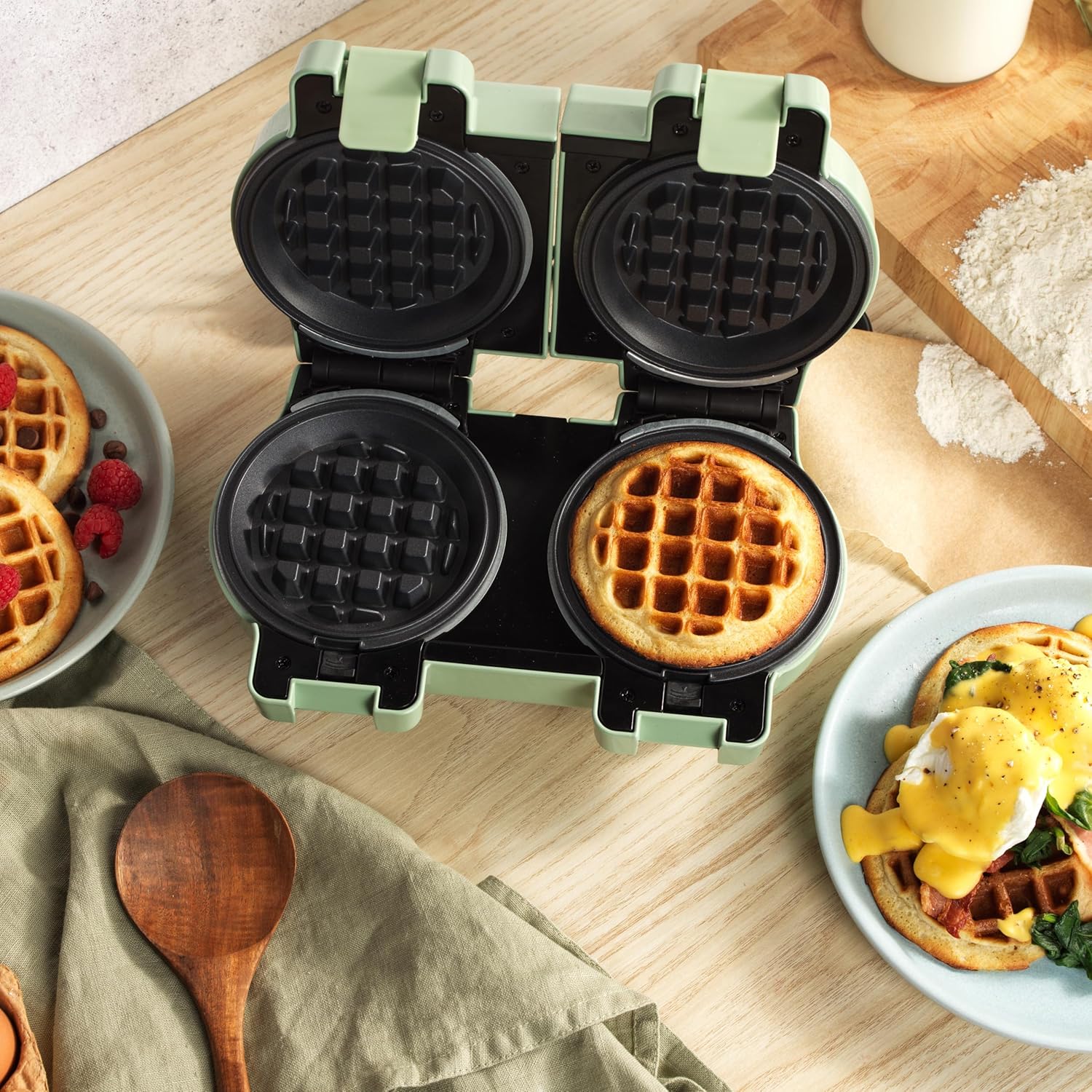 Giles & Posner - Gaufrier Double Mini - 11,5 cm - plaques amovibles, compact, 1100 W