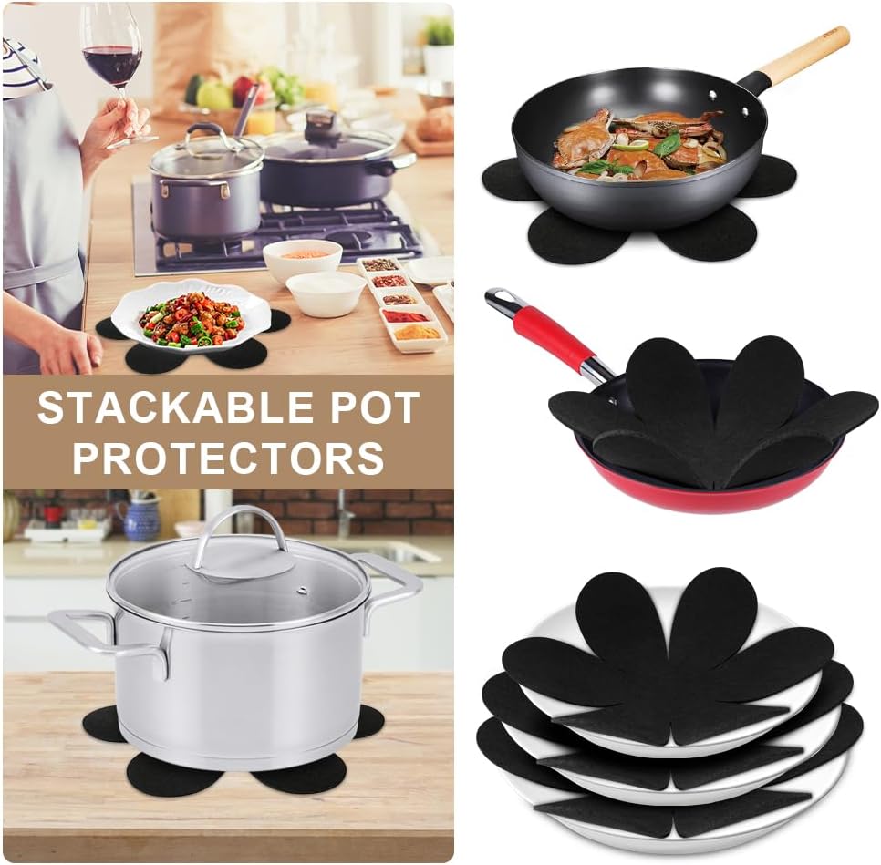 Flintronic - Protection casseroles, série 6 pièces, 32 cm - protège-poêle premium, anti-rayures