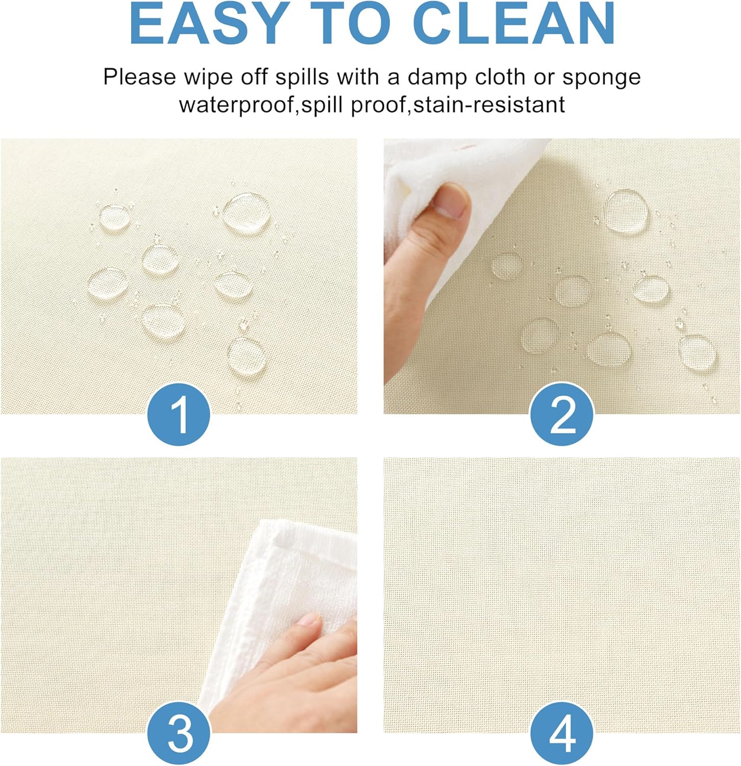 DWCN - Nappe aspect lin 135x300cm - antitache, imperméable, lavable