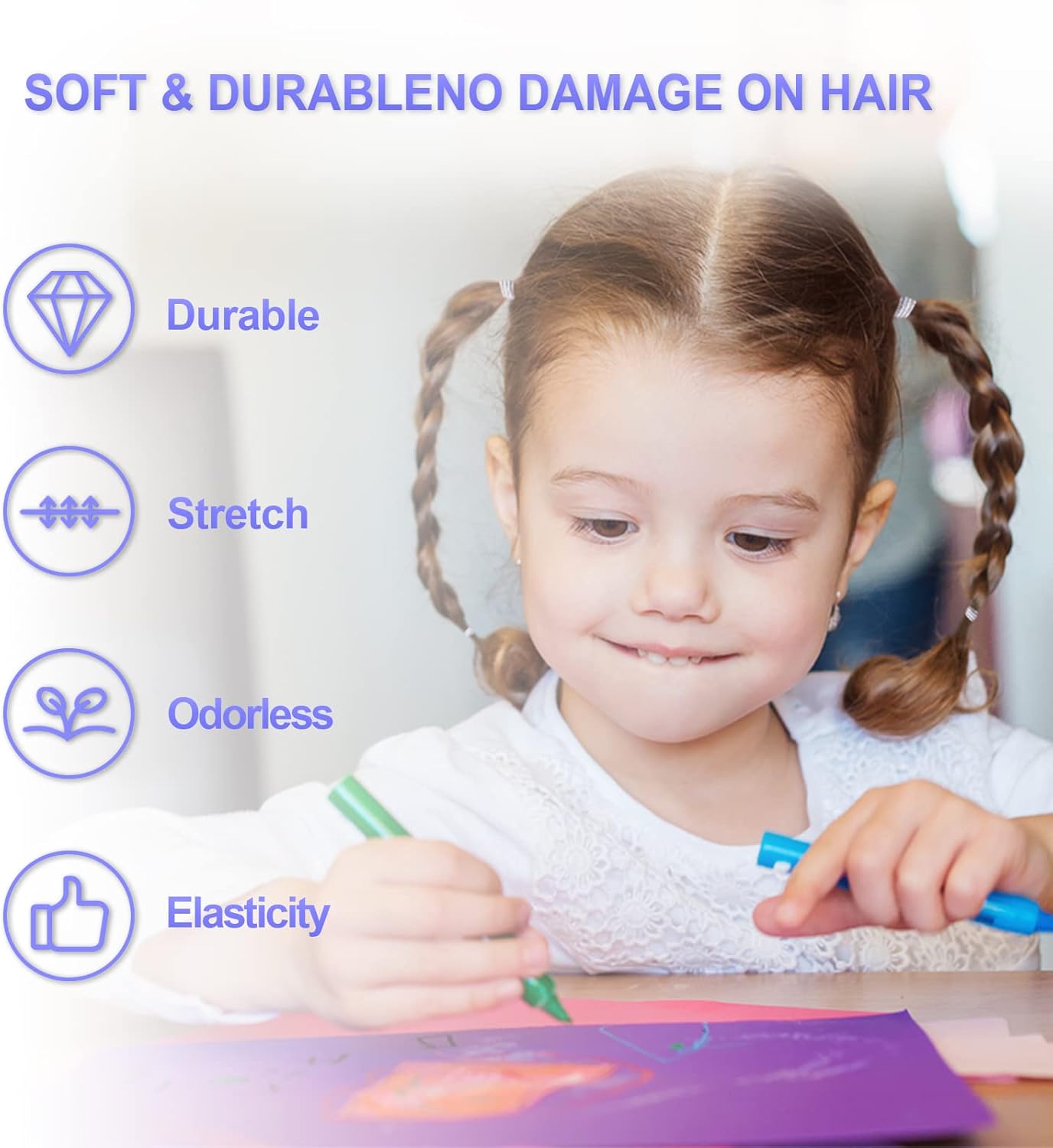 Elastiques à cheveux - 500 pièces - caoutchouc, transparents, enfants