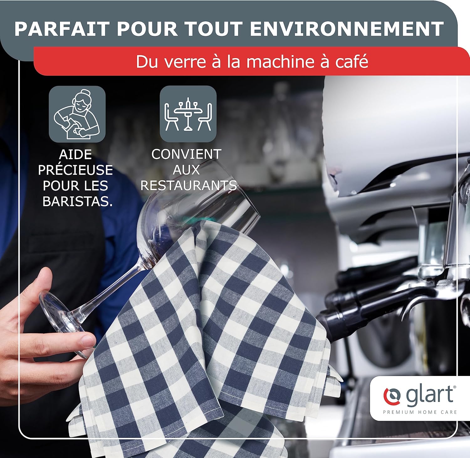 Glart - 48SG - 50x70cm - torchons coton, Oeko-Tex, sans peluche